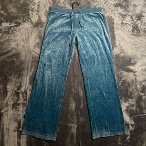 Vintage Y2k BCBGMAXAZRIA Blue Velour Track Pants Size Medium